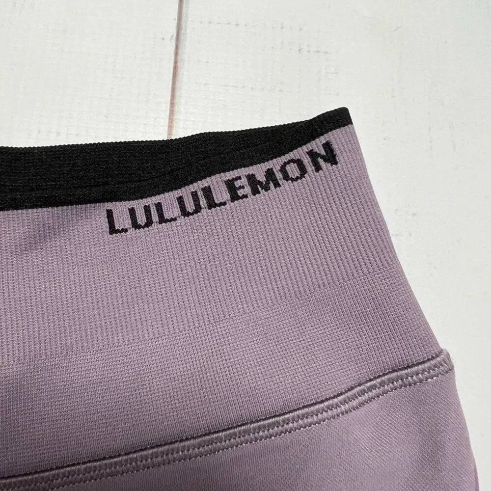Lululemon Iconic Sweat Tight Graphite Purple Seamless Mesh Leggings 6 or 8